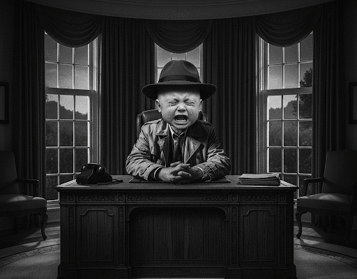 The Man Baby’s Latest Tantrum Noir flavored image of Man Baby trumps Latest Oval Office Tantrum