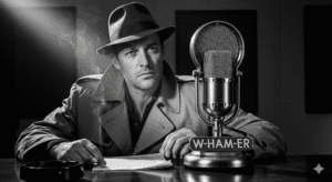 Radio W-HAM-ER, the official broadcast for Jack Hammer's pulp noir audiobooks.