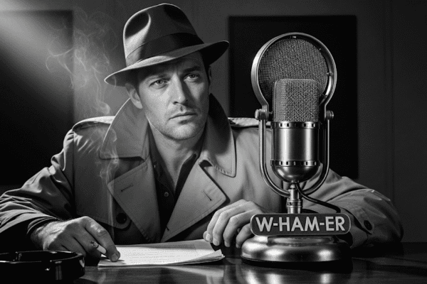 Radio W-HAM-ER, the official broadcast for Jack Hammer's pulp noir audiobooks.