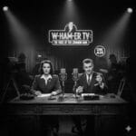 Pulp Noir TV news desk in broadcast station