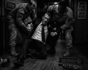 Real Service members picking a drunken Pete Hegserth of the floor