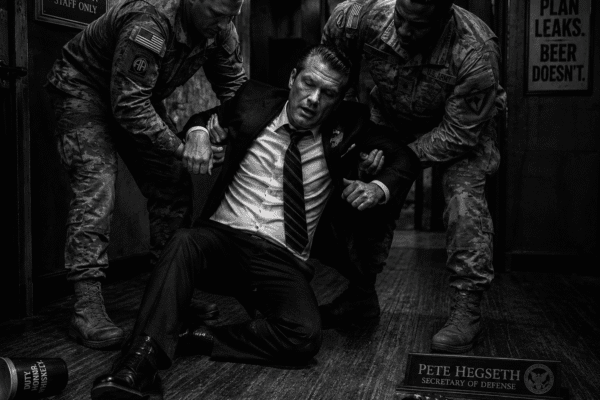 Real Service members picking a drunken Pete Hegserth of the floor